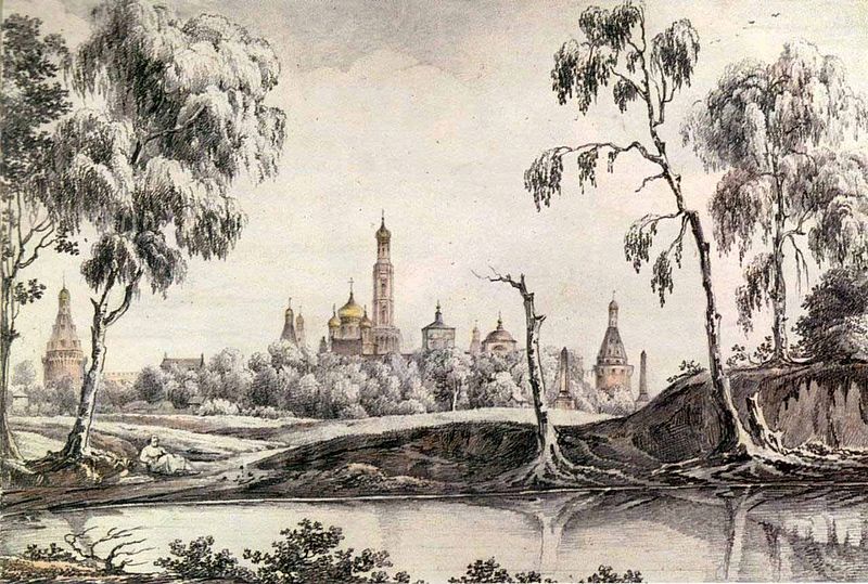 К.И. Рабус. Вид Симонова монастыря от Сергиевского (Лизина) пруда. 1843 год